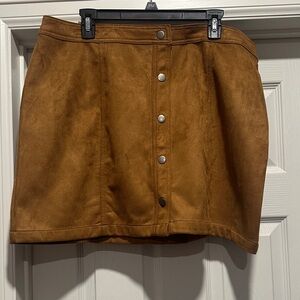 No Boundaries Tan Suede Mini Skirt